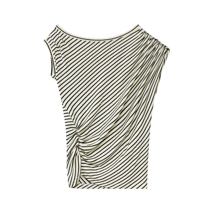 Asymmetrical Draped Lyocell-Wool T-Shirt