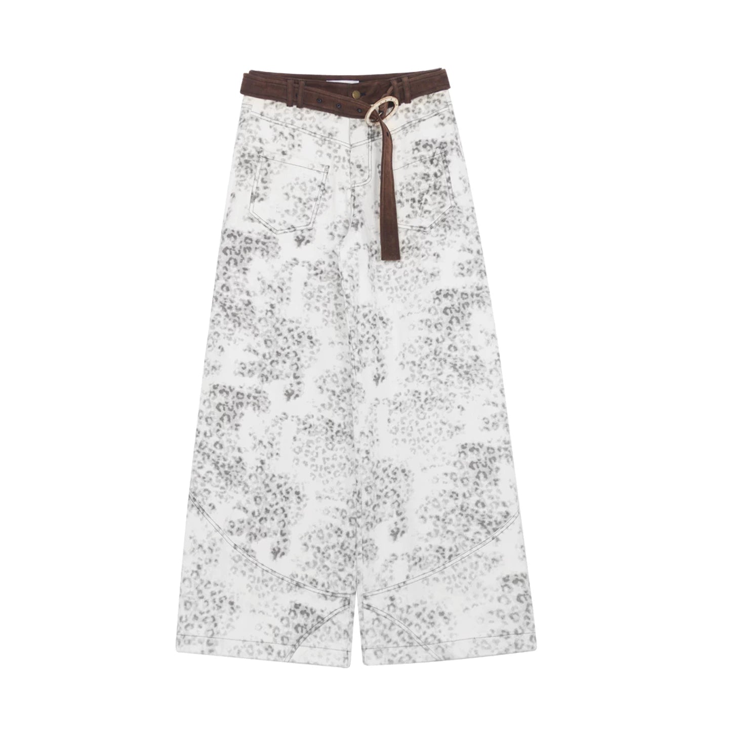 Vintage Leopard-Print Cotton Wide-Leg Jeans