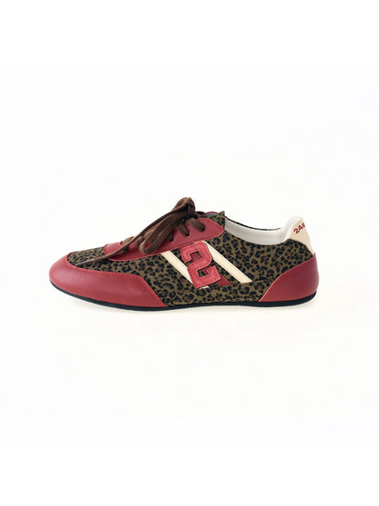 Leopard-Panel Low-Top German Trainer Sneakers