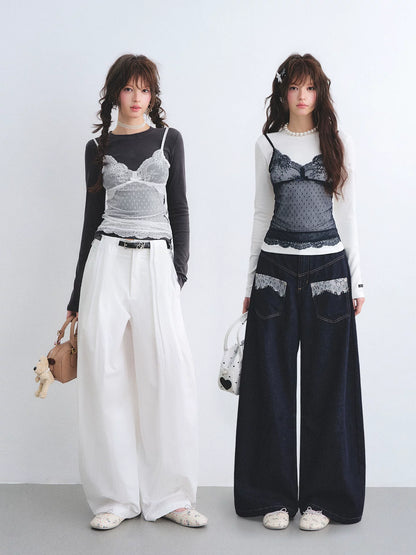 Lace Layered Illusion Long Sleeve T-Shirt