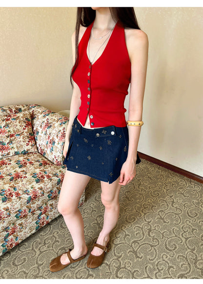 Washed Denim Mini Skirt
