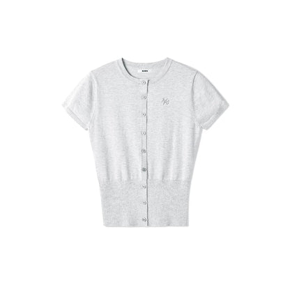 Merino Shimmer Flutter Sleeve Fitted Tee