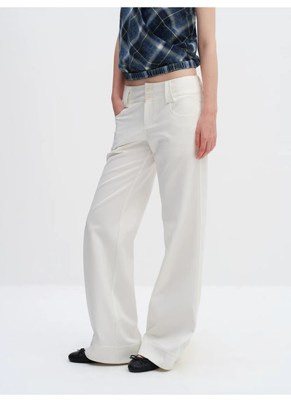 Low-Rise Wide-Leg Tailored Trousers