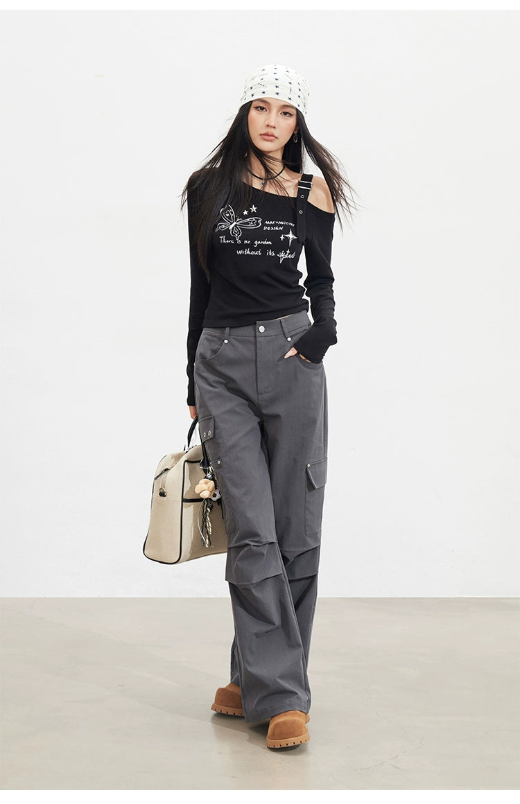 Butterfly Cold-Shoulder Long-Sleeve T-shirt