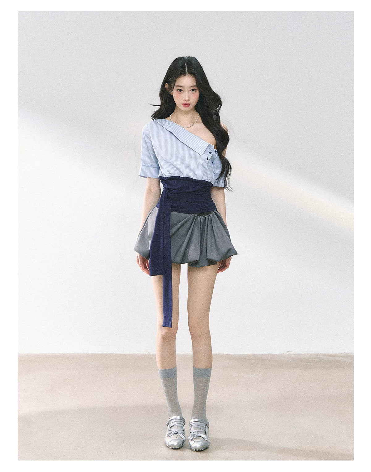 American-Style High-Waist Bubble Mini Skirt