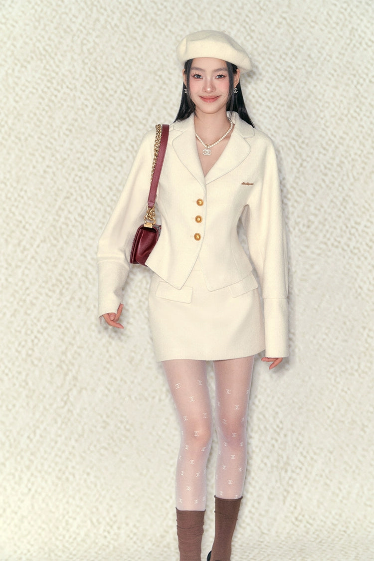 White Waist-fitted Suit Set - CHINASQUAD