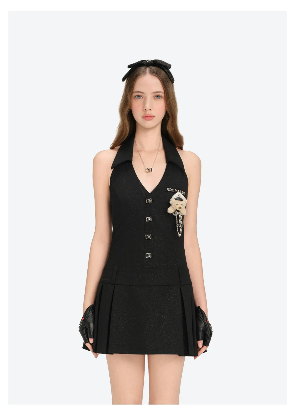 Halter-Neck Tailored Mini Dress