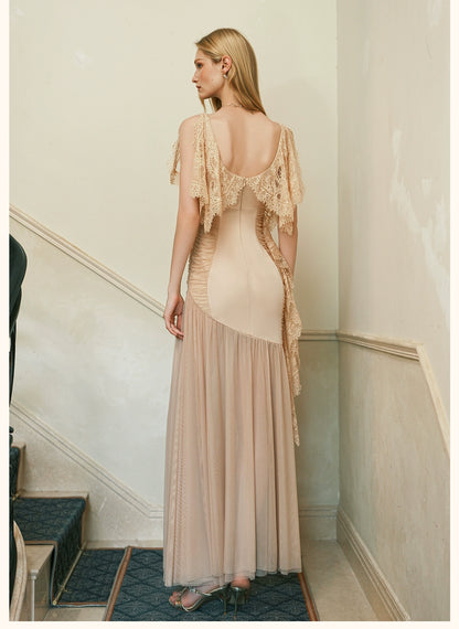 Fille Lace Panel Mesh Mermaid Dress