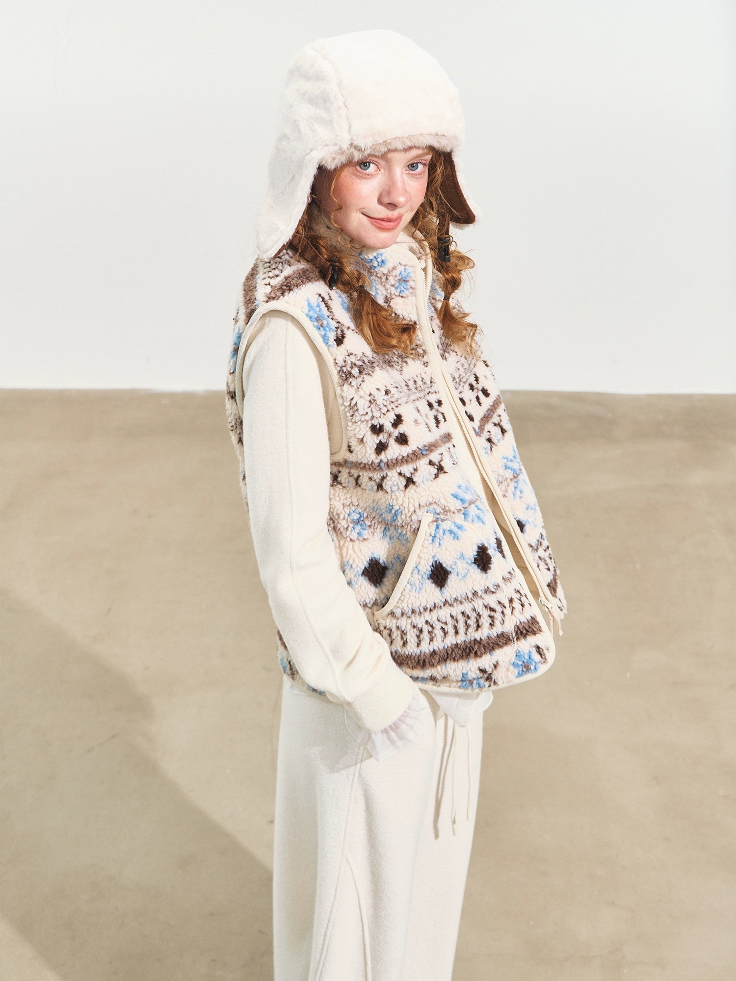 Fair Isle Fleece Knit Vest