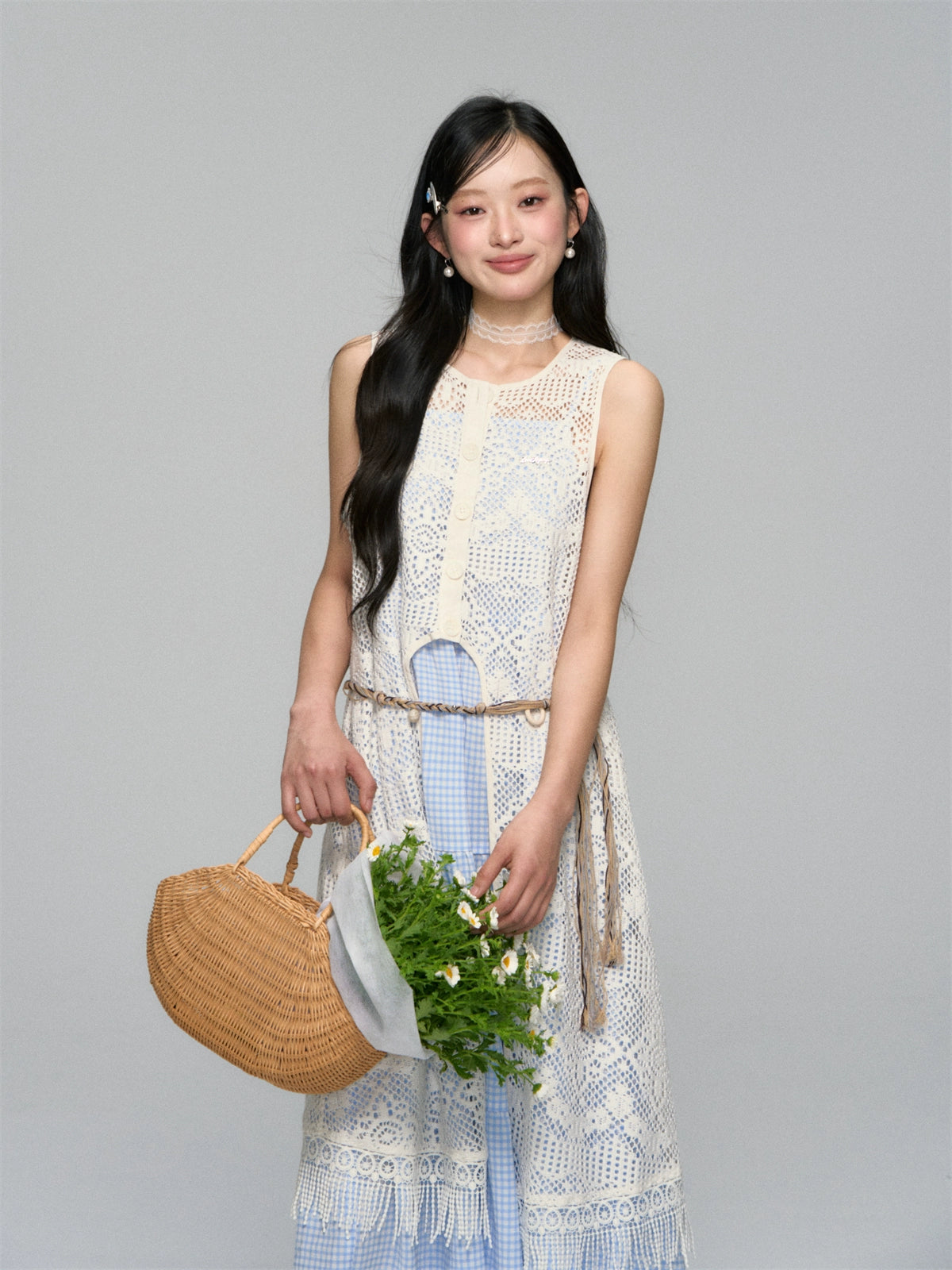 Tassel Contrast Color Dress Set