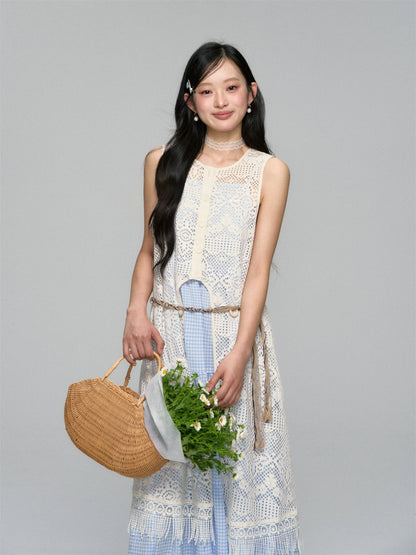 Tassel Contrast Color Dress Set