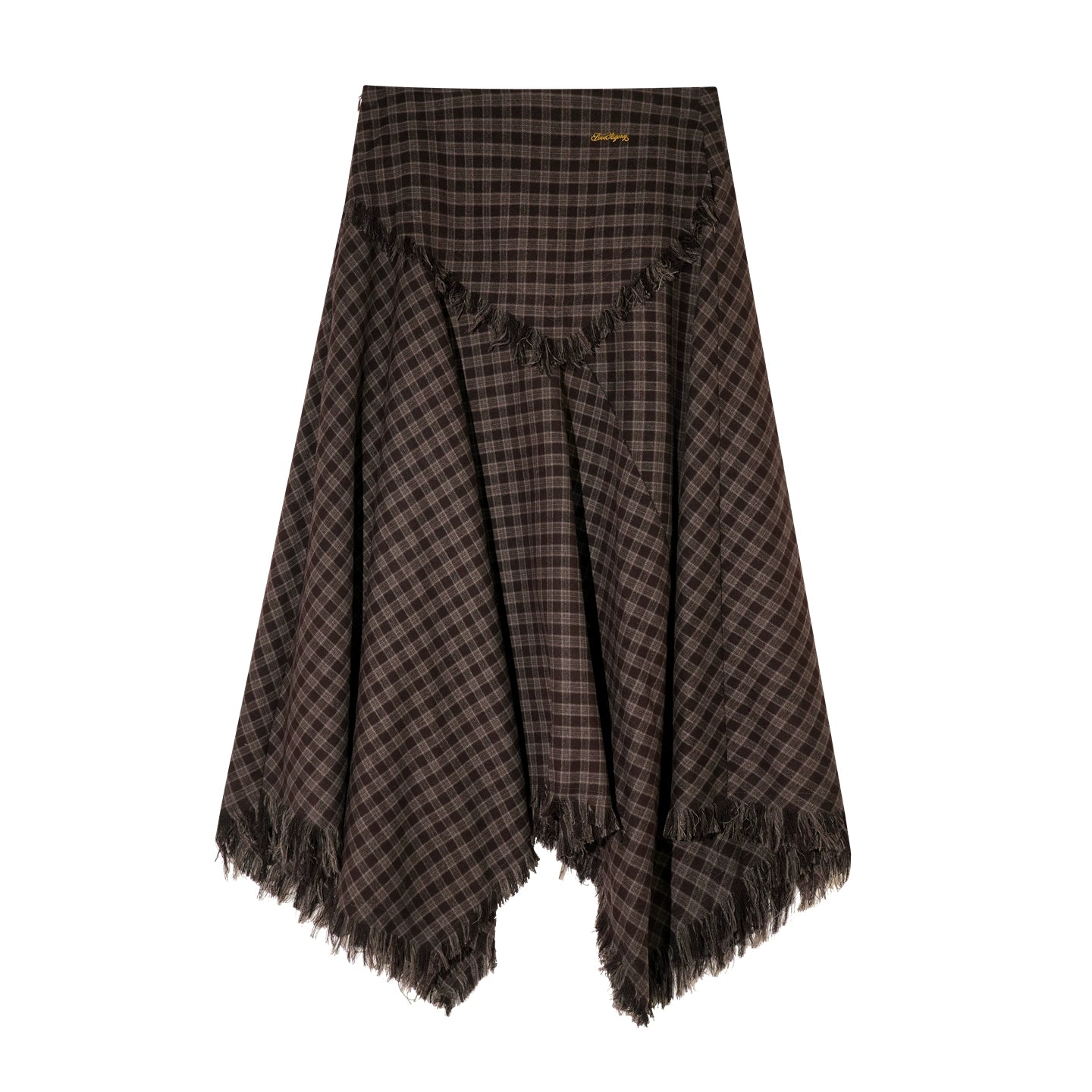 Vintage Plaid Beaded Tie-Scarf Shirt