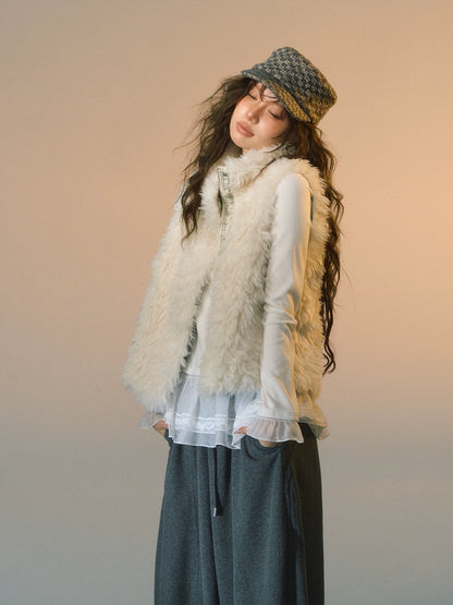 Plaid Patchwork Sherpa Reversible Vest