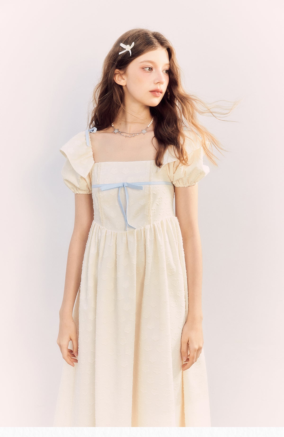 &quot;Blue Wind Chime&quot; Square Neck Dress - CHINASQUAD