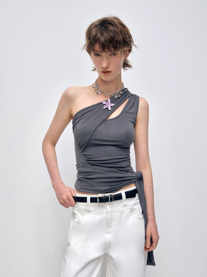 Irregular Slanted Single Shoulder Vest