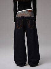 Double Waistband Raw Denim Wide-Leg Jeans - CHINASQUAD