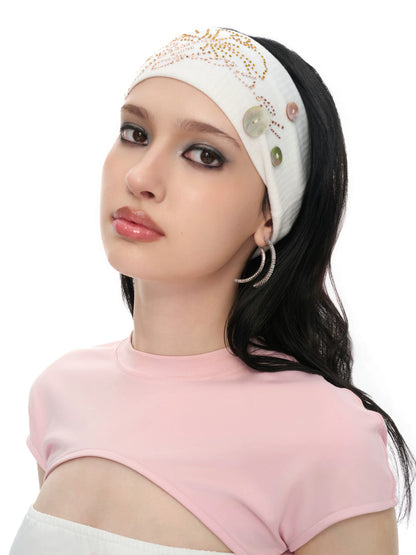 Shell Embellished Stretch Ribbed Headband