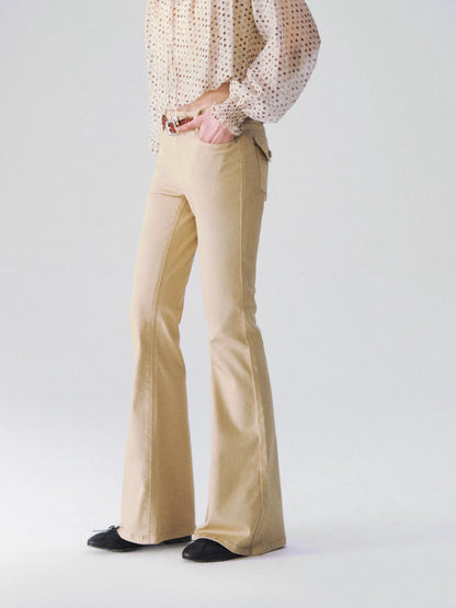 Garment-Dyed Flared Denim Jeans