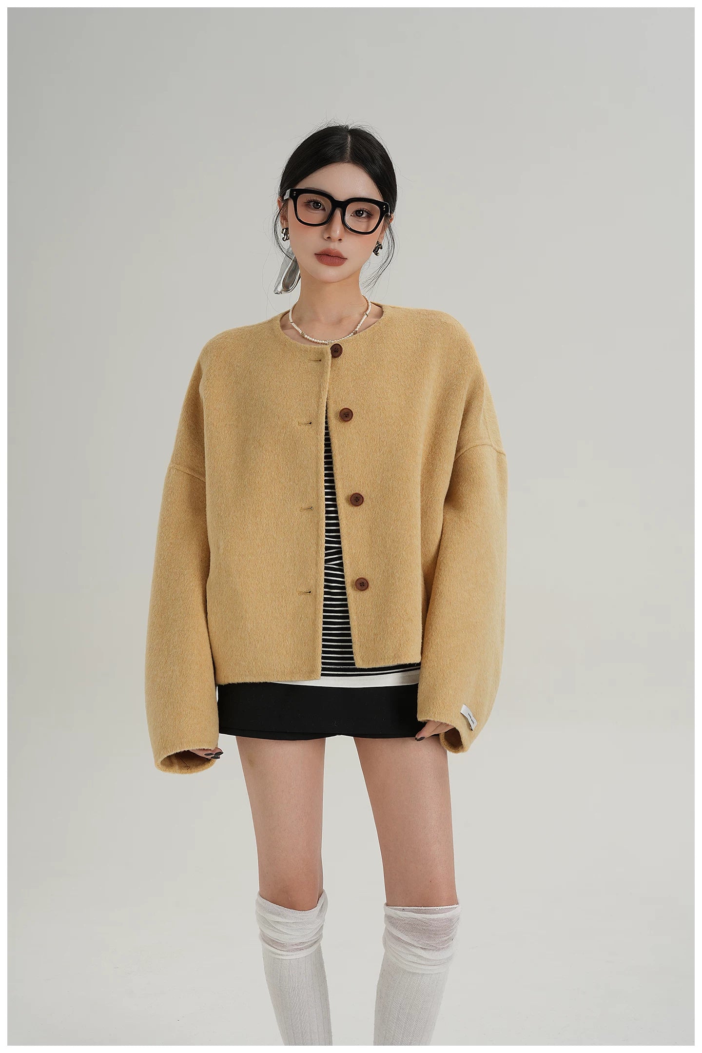 Relaxed-Fit Cropped Double-Faced Wool Jacket