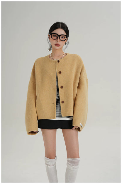 Relaxed-Fit Cropped Double-Faced Wool Jacket