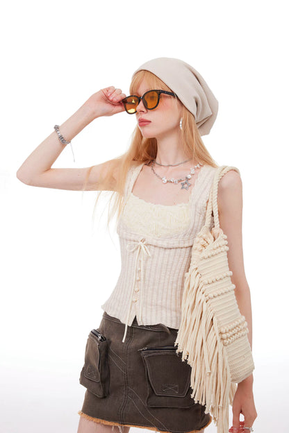 Sweet-Spicy Lace Bow Camisole