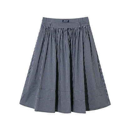 Plaid Pleated Mid-Length Skirt