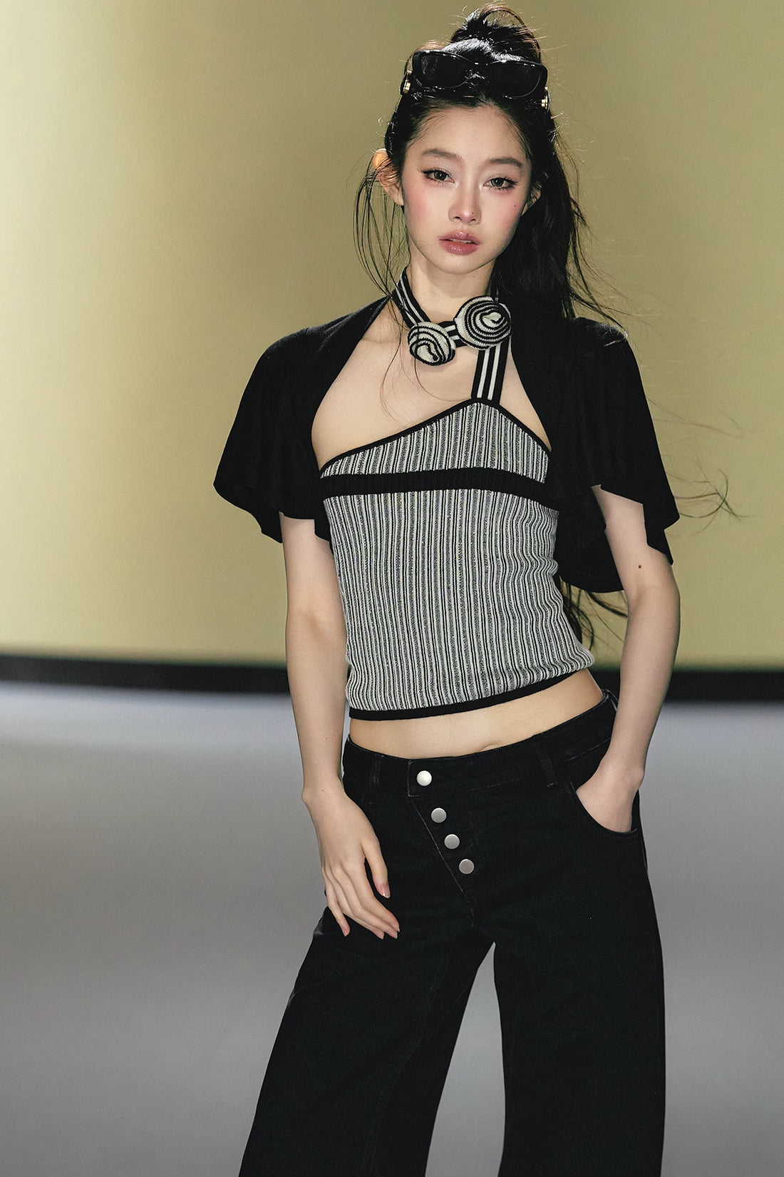 Rose Halterneck Tweed Cami &amp; Ballet Shrug Two-Piece Set