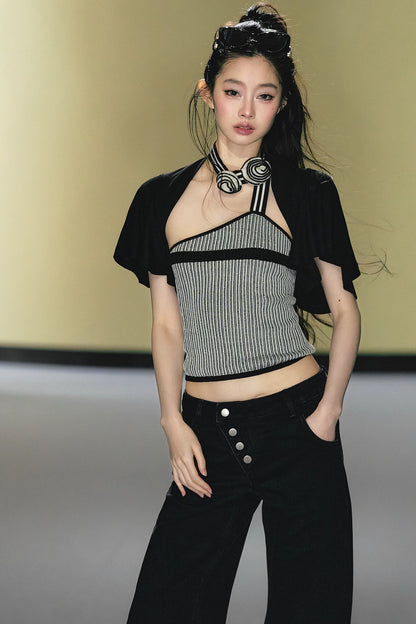 Rose Halterneck Tweed Cami &amp; Ballet Shrug Two-Piece Set
