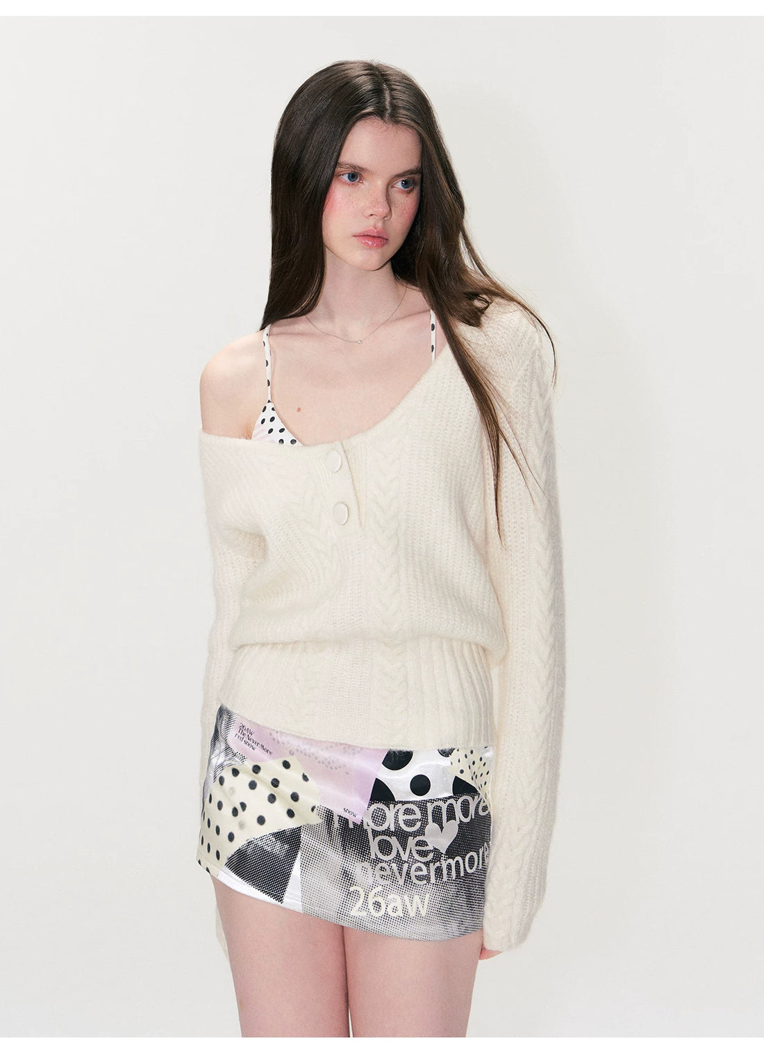 Vintage Cable-Knit V-Neck Sweater