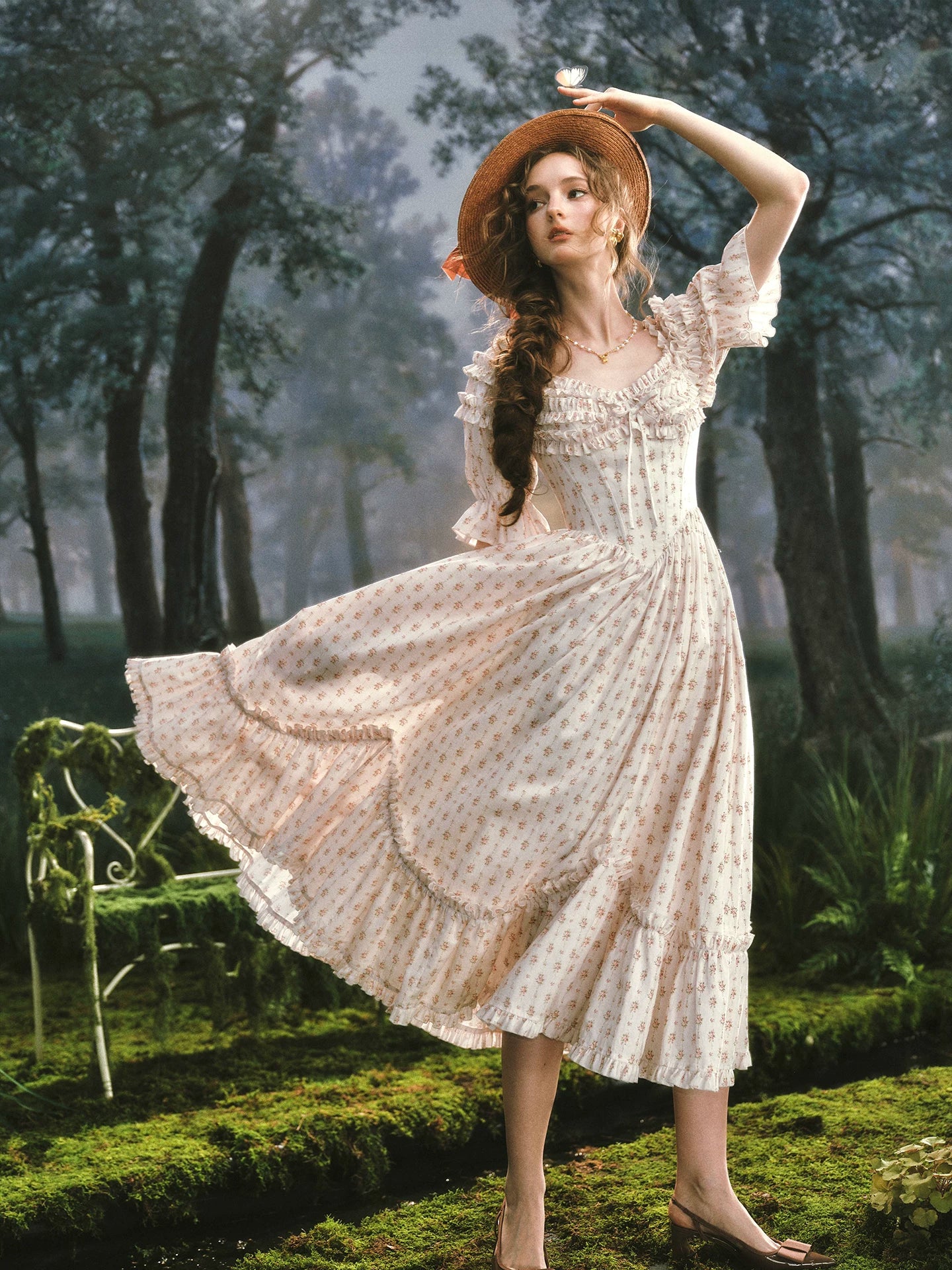 Rosy Summer Lover – French Cottage Corset Floral Dress