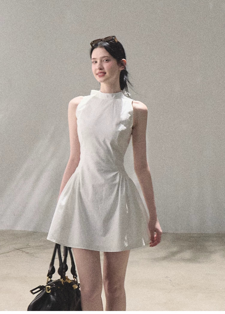Vanilla Spring Halter Backless Dress