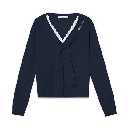 Lace Splicing Strappy Knitted Cardigans