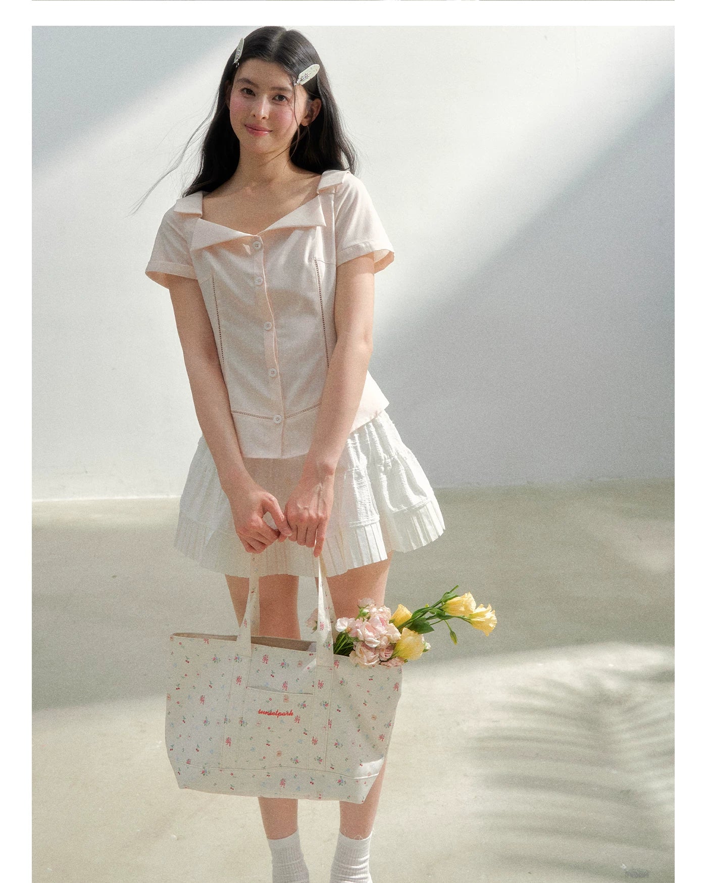 Vintage Hand-Drawn Floral Canvas Tote Bag