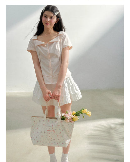 Vintage Hand-Drawn Floral Canvas Tote Bag