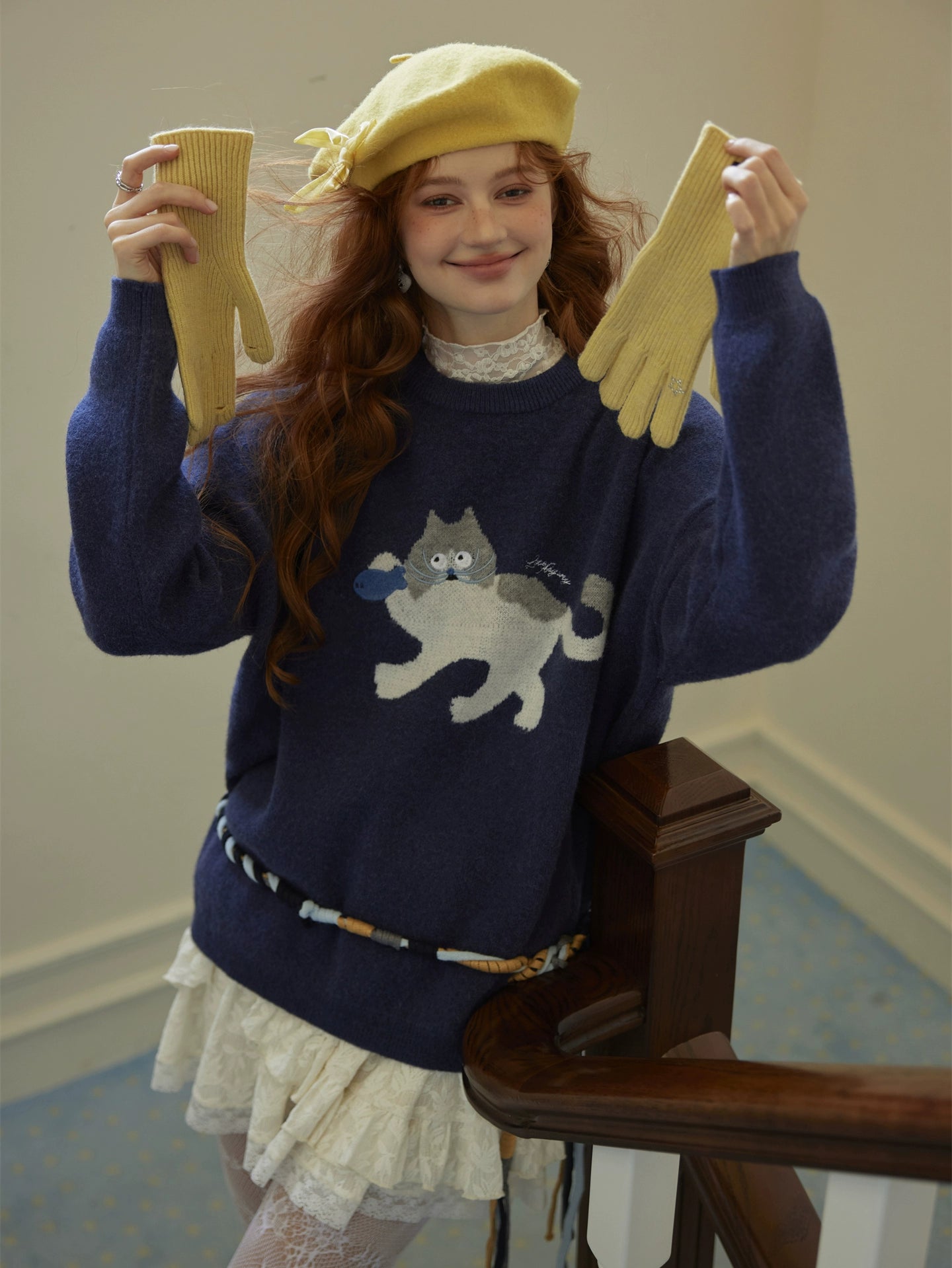 Winter Wool Knit Five-Finger Gloves