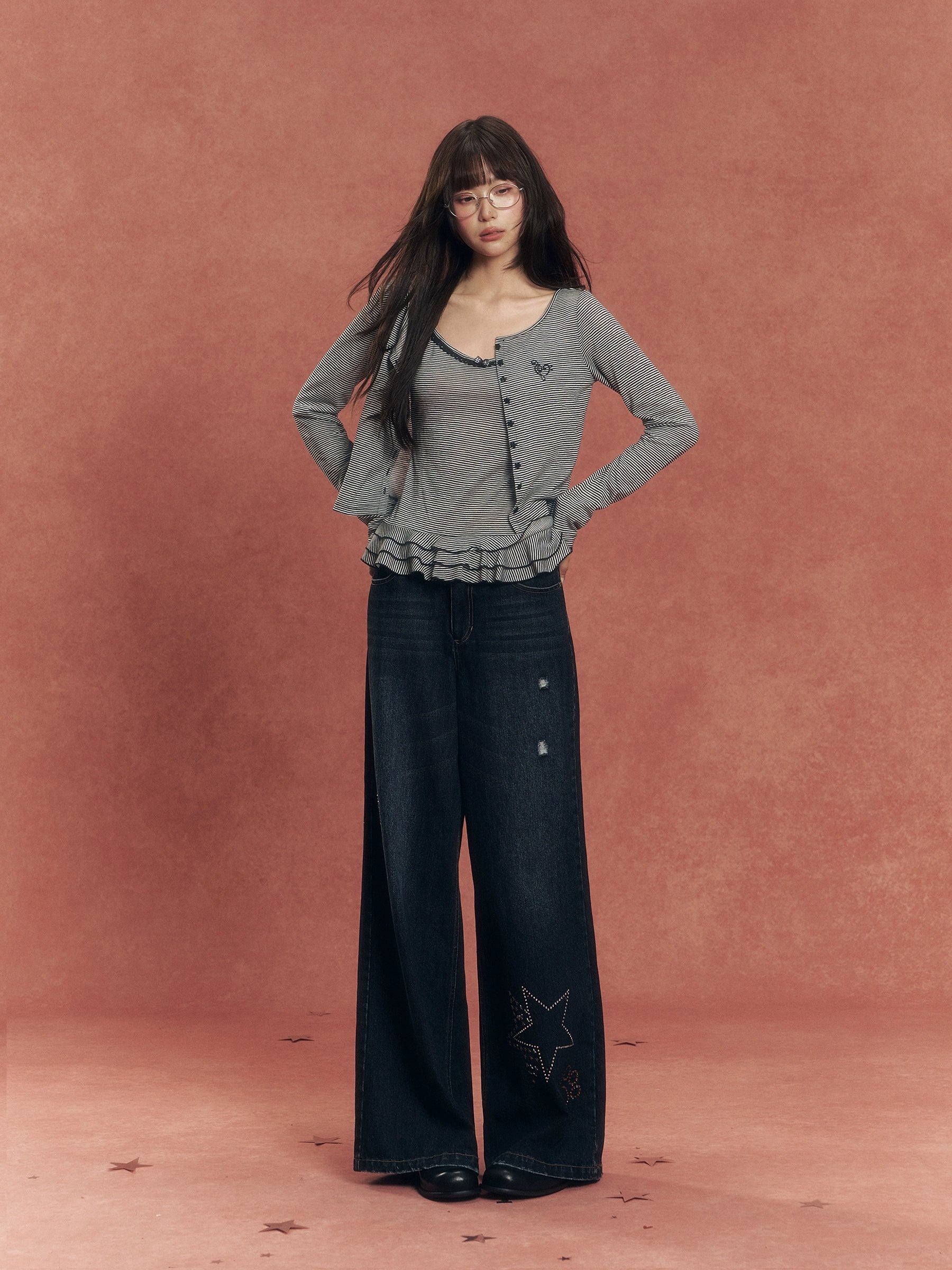 Vintage Washed Straight-Leg Denim Jeans