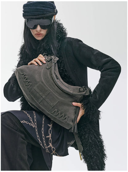 Vintage Studded Fringe Punk Shoulder Bag