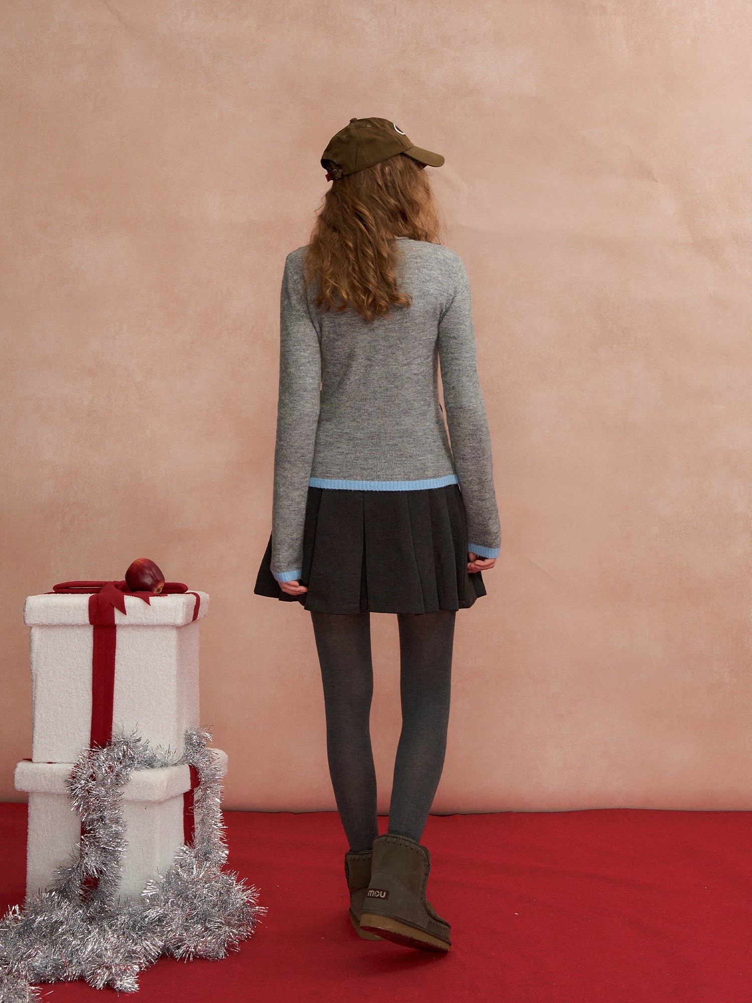 Contrast-Layered Long-Sleeve Knit Turtleneck