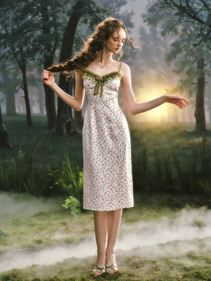 Enchanted Garden Satin Floral Dress &amp; Lace Cardigan Set