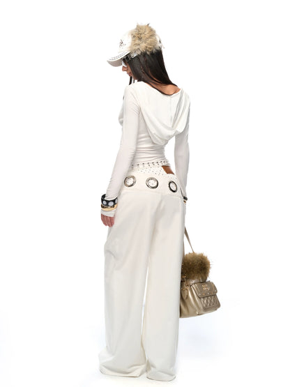 Layered-Effect Wide-Leg Cargo Jeans