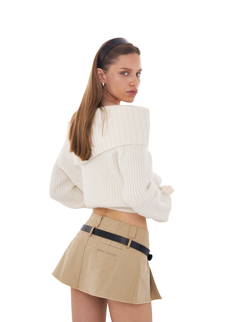 Twill Cargo Pleated Mini Skirt