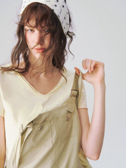 Slub Cotton Minimalist V-Neck Tee