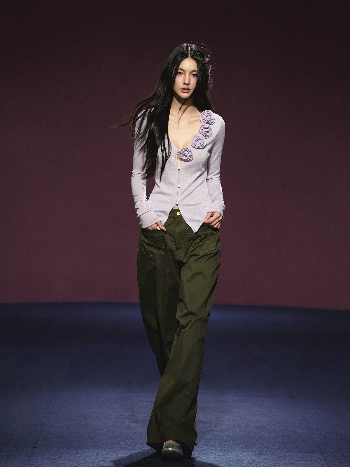 Pocket Diamond Stitching Straight-Leg Pants - CHINASQUAD