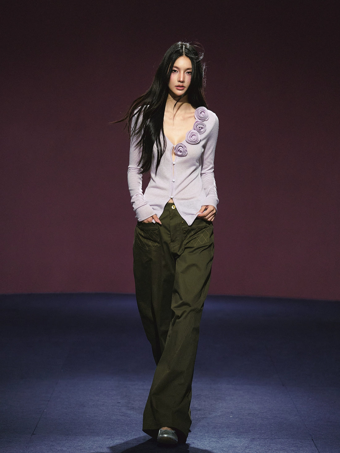 Pocket Diamond Stitching Straight-Leg Pants - CHINASQUAD