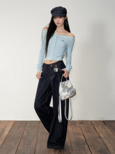 Striped Knit One-Shoulder Top - CHINASQUAD