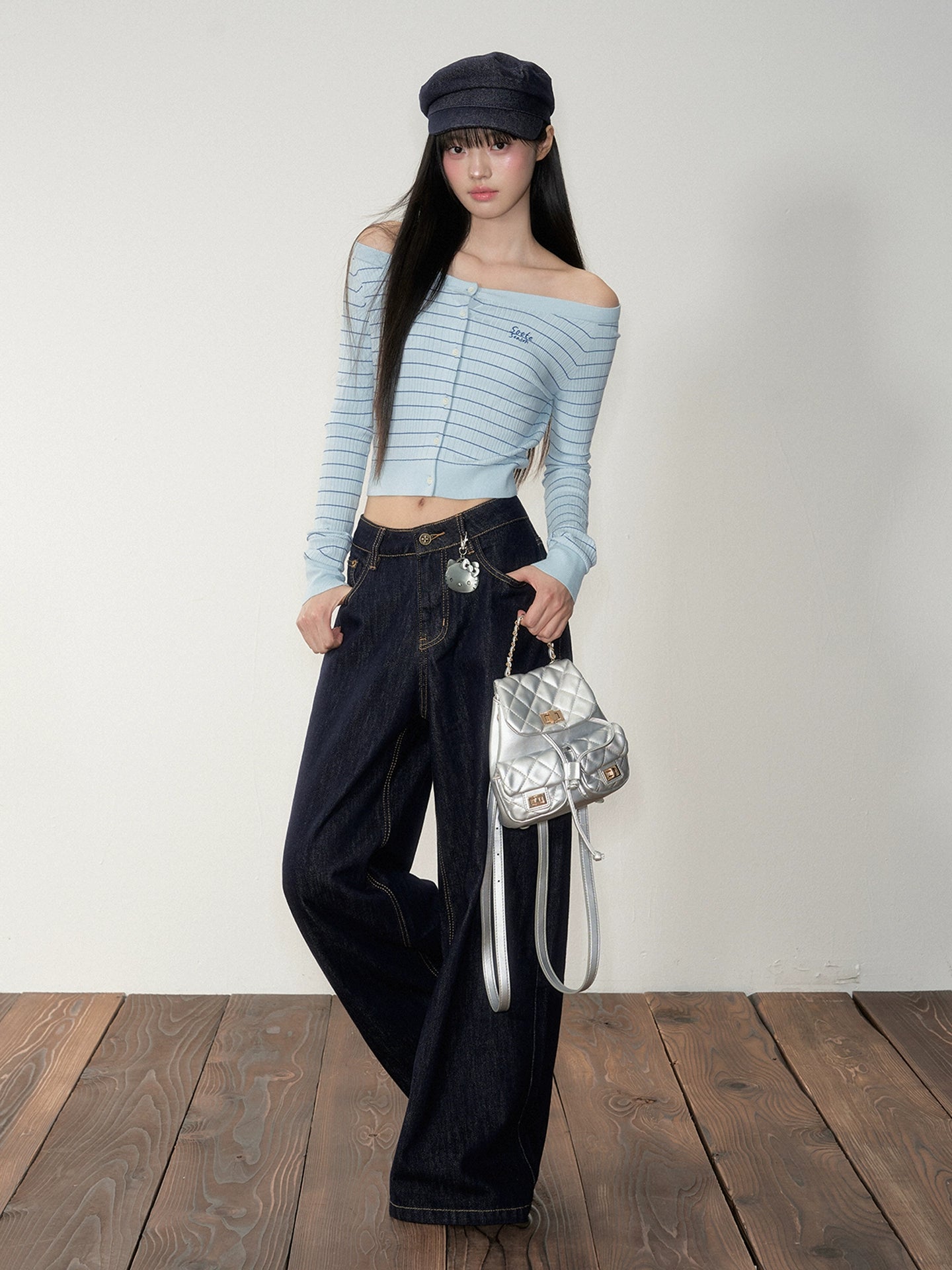 Striped Knit One-Shoulder Top - CHINASQUAD