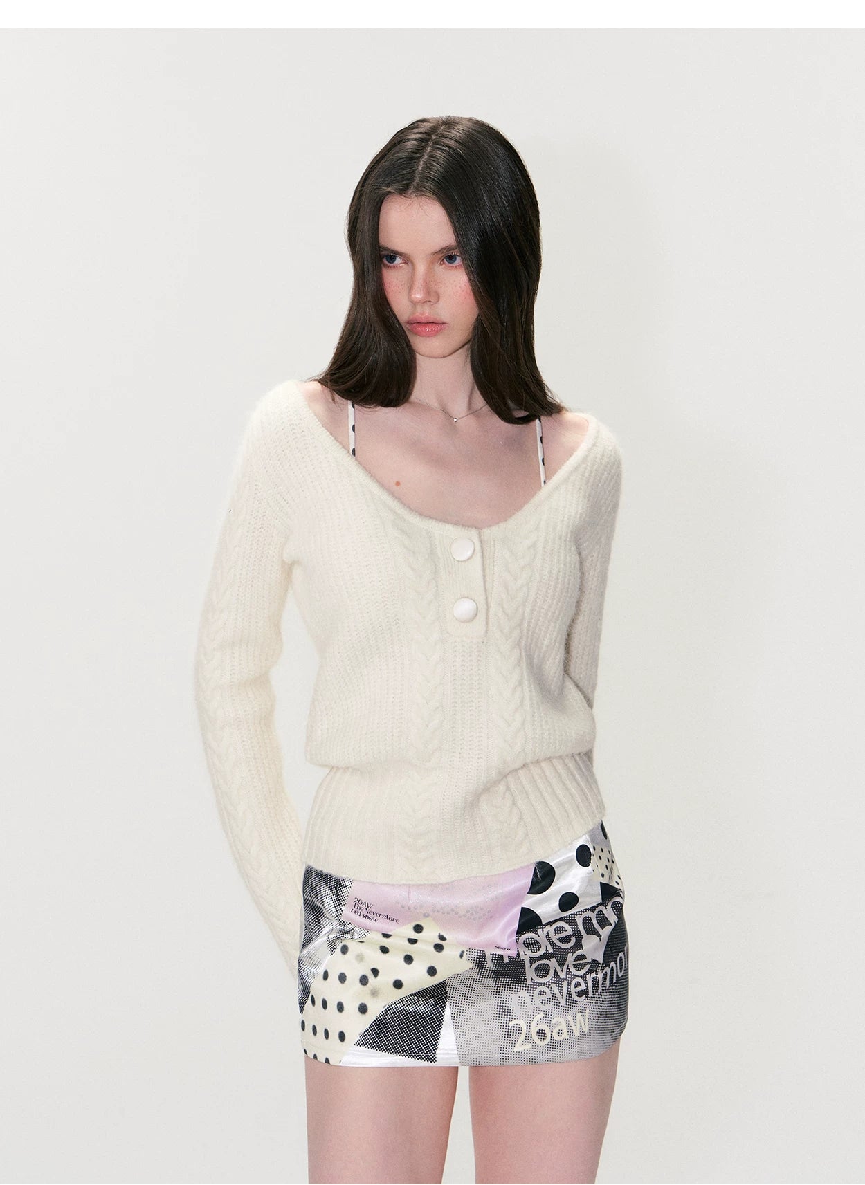 Vintage Cable-Knit V-Neck Sweater