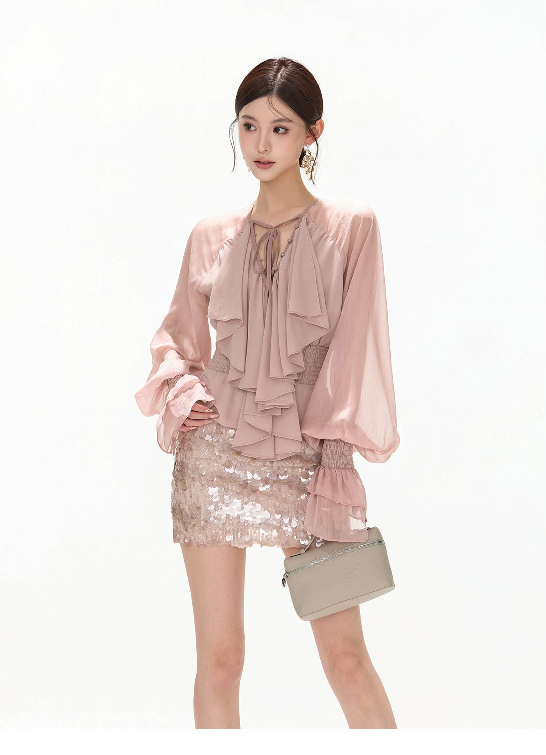Luminous Nouveau Ruffle Chiffon Blouse