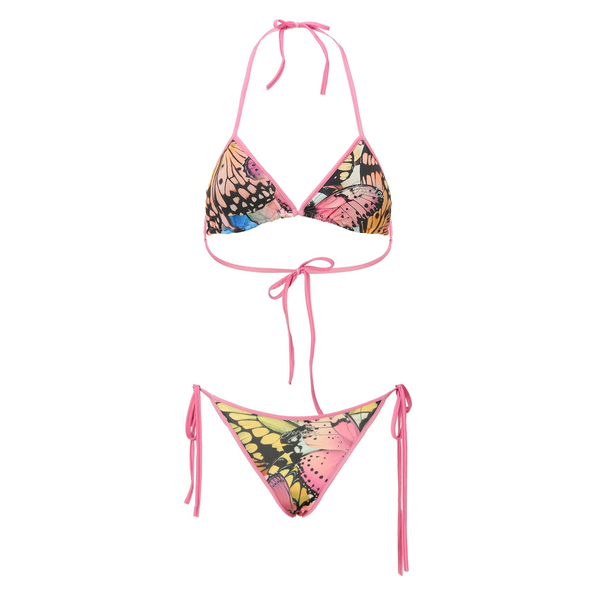 Mesh Cover-Up &amp; Triangle Bikini Set