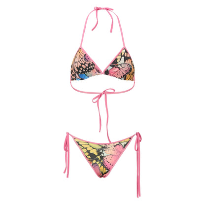 Mesh Cover-Up &amp; Triangle Bikini Set